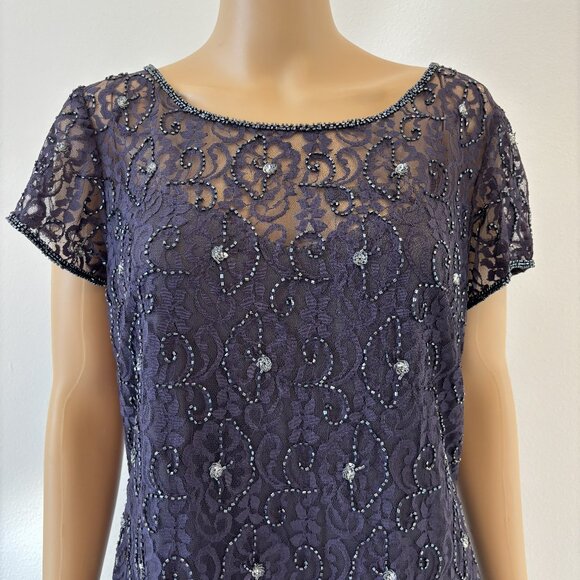 Pisarro Nights Beaded Lace Cocktail Dress - Size 10 - Picture 5 of 6